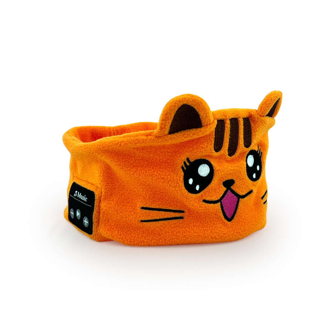 Mascherina per dormire bluetooth per bambini con gatto arancione