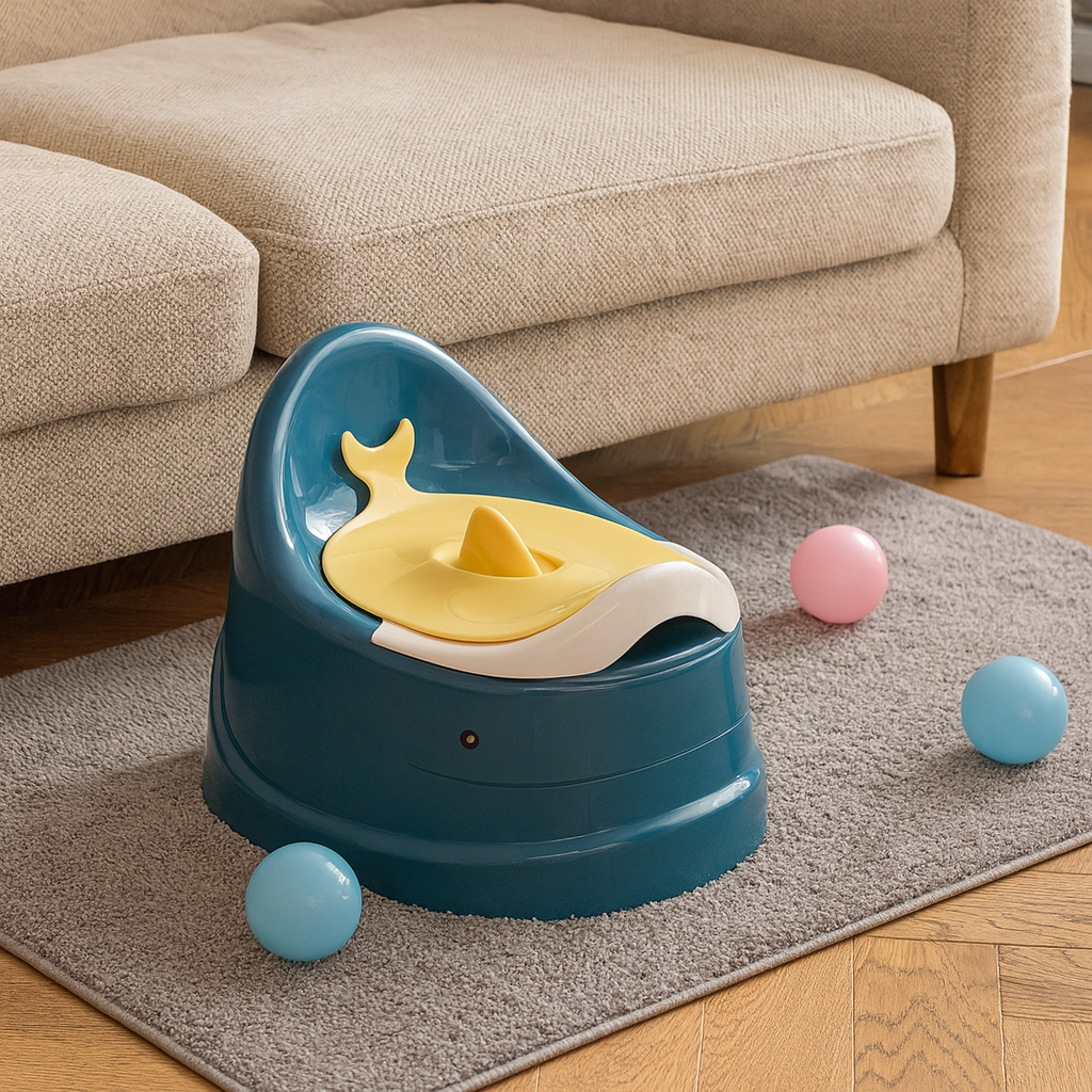 Vasino balena blu per bambini in soggiorno