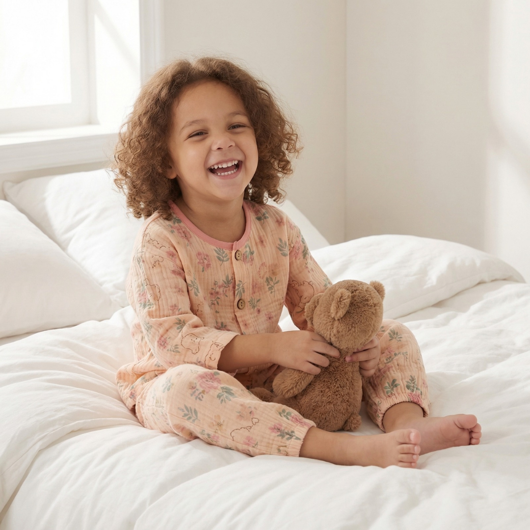 Bloemenweide kinderpyjama met aquarel bloemenprint – airenso