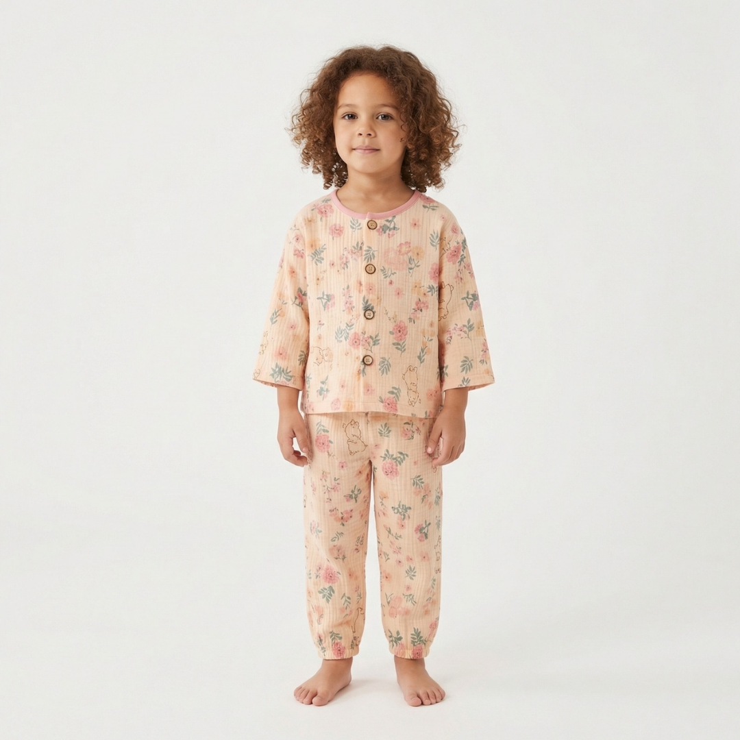 Bloemenweide kinderpyjama met aquarel bloemenprint – airenso