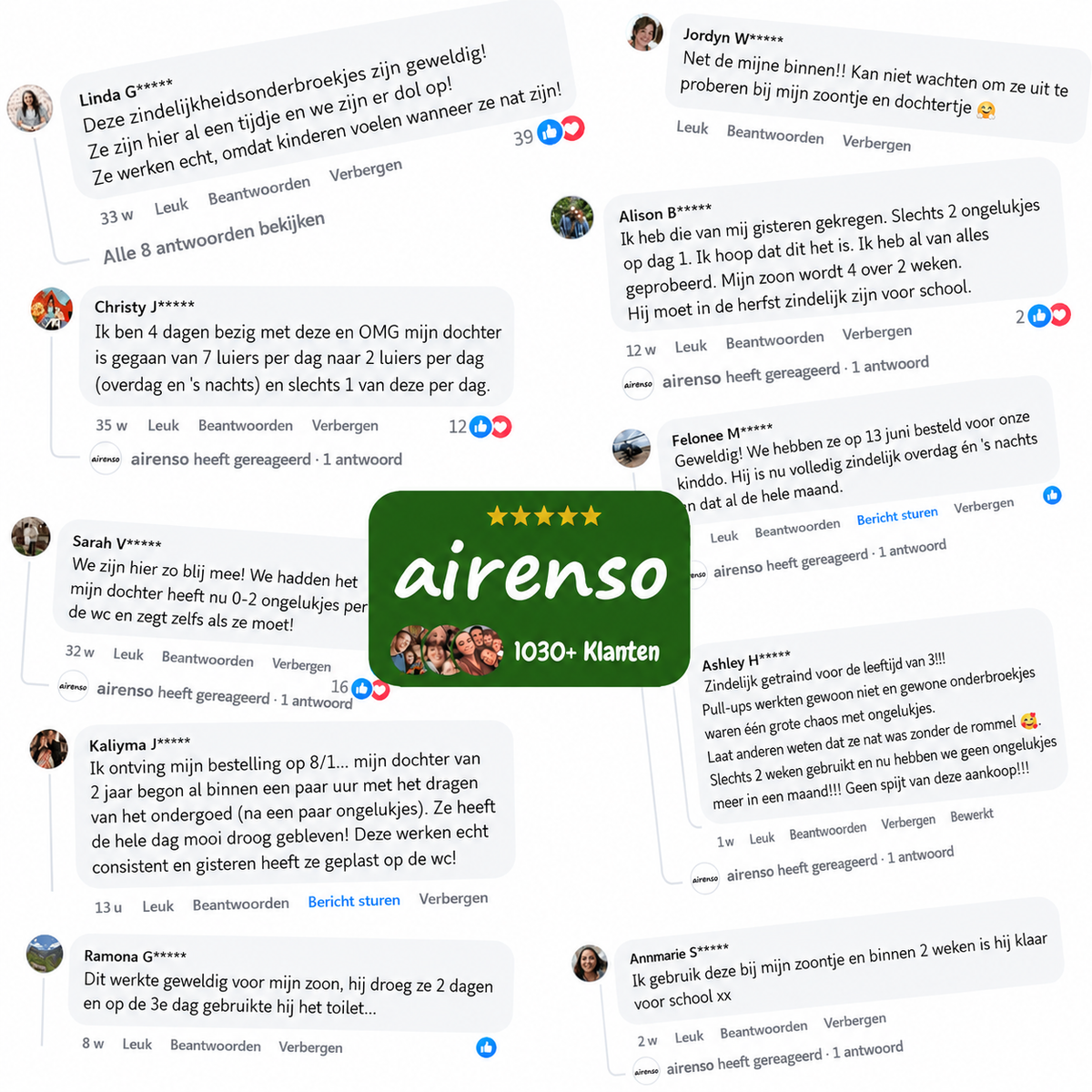 Commenti dei clienti sulle mutandine di apprendimento airenso